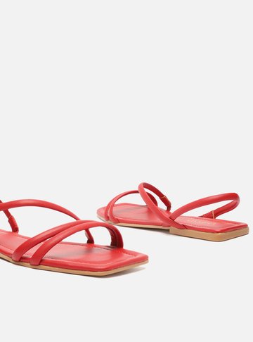 Red Flat Sandal Strap Diagonal