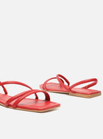 Load image into Gallery viewer, Red Flat Sandal Strap Diagonal
