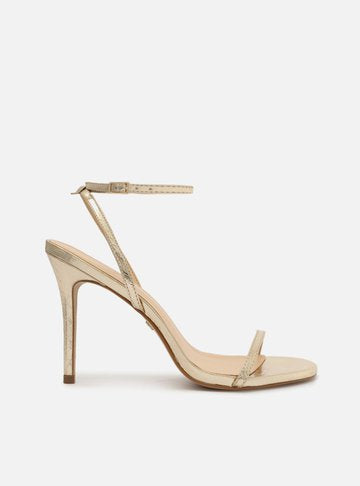 Golden Sandal Snake High Heel Thin Minimal