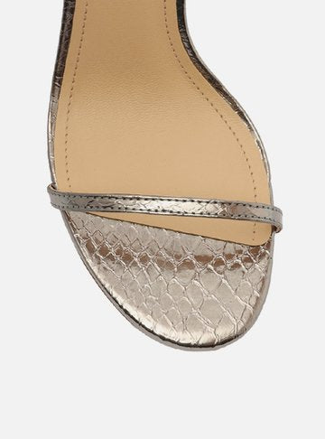 Minimal Silver Snake High Heel Sandal