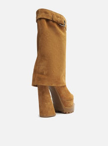 Brown Suede Boots Long Cane Gaiter Arya