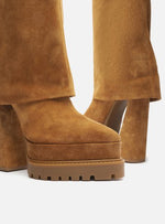 Load image into Gallery viewer, Brown Suede Boots Long Cane Gaiter Arya
