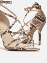 Load image into Gallery viewer, Snake Sandal Thin Heel Strips
