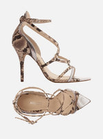 Load image into Gallery viewer, Snake Sandal Thin Heel Strips
