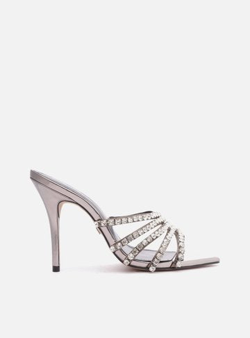 Silver Sandal Heel Thin Pedrarias