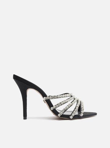 Black Sandal Thin Heel Pedrarias