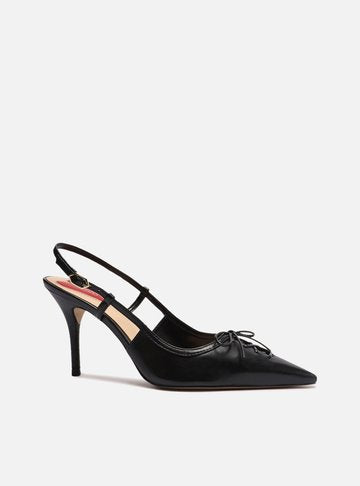 Scarpin Black Leather Thin Toe