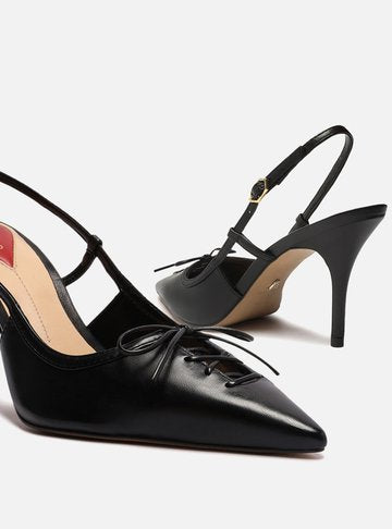 Scarpin Black Leather Thin Toe