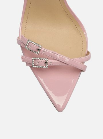 Pink Varnish Sandal Thin High Heel Buckles