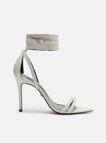 Load image into Gallery viewer, White Leather Sandal Thin Heel Ankle Strap
